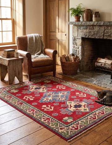 3' 5 x 4' 9 Hand Knotted Kazak Rug
