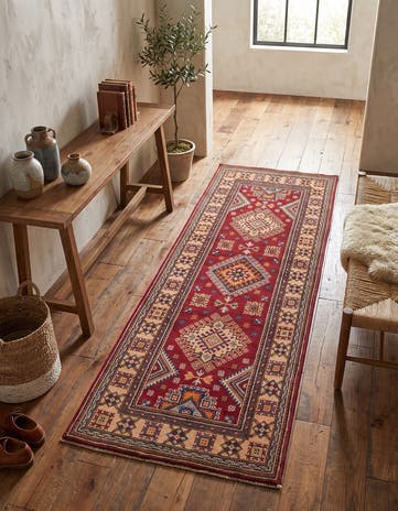 75cm x 210cm anudado a mano Kazak Alfombra Pasillera
