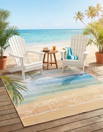 6' x 6' Easy-Clean Coastal Indoor / Outdoor Square Rug