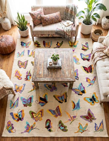 5' 2 x 6' 4 Hand Woven Kilim Suzani Wool Square Rug