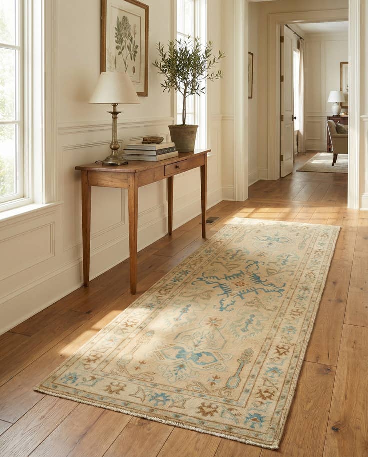 Detail image of 2' 9 x 6' 3 Hand Knotted Oushak Wool Runner Rug
