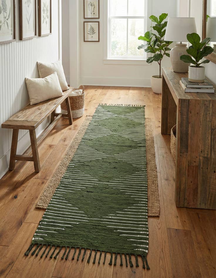 Detail image of 2' 8 x 9'  Hand Woven Chindi Cotton Runner Rug