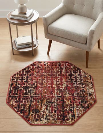 Burgundy Saturn Octagon Rug
