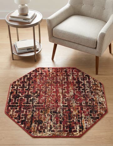 Burgundy Saturn Octagon Rug