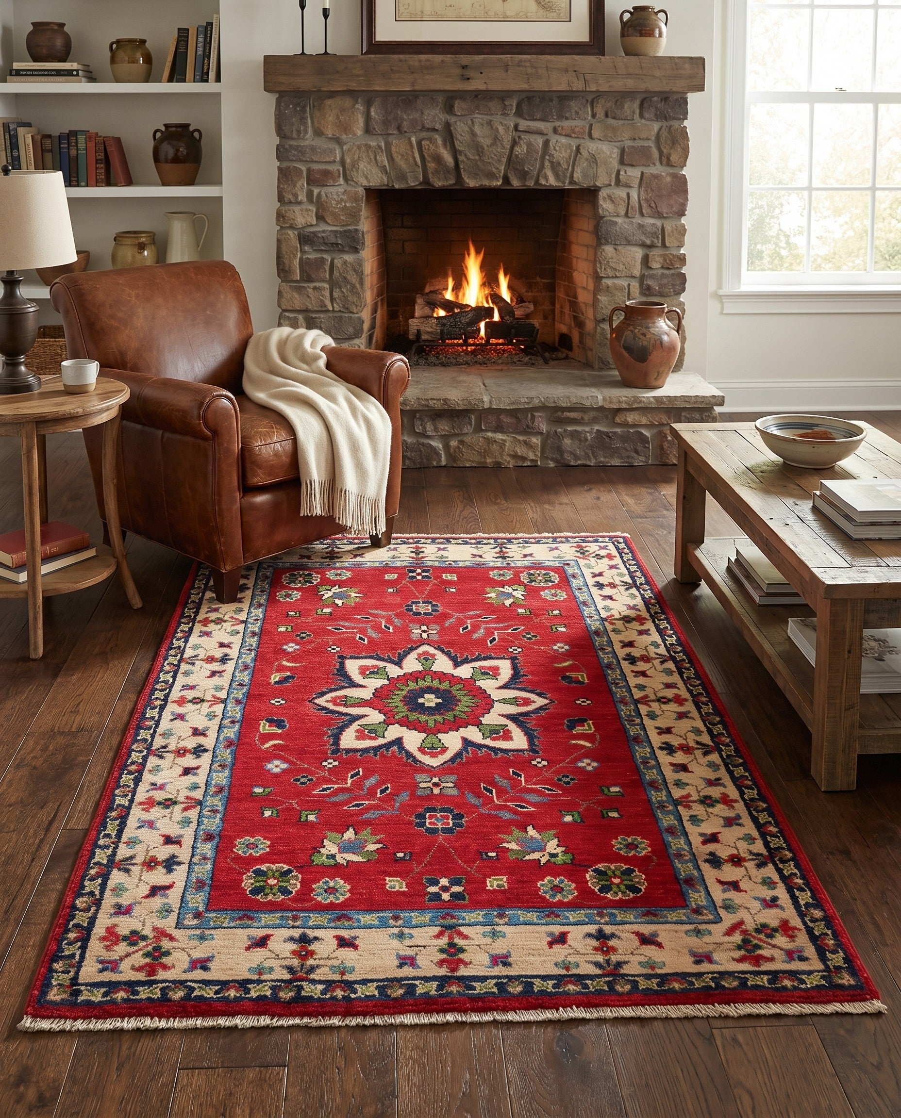 3' 4 x 5' Hand Knotted Kazak Rug