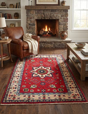 3' 4 x 5' Hand Knotted Kazak Rug