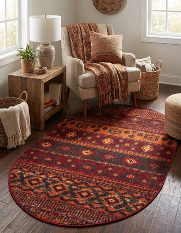 Rust Red Lucerne Oval Rug