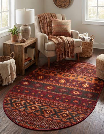 Rust Red Lucerne Oval Rug