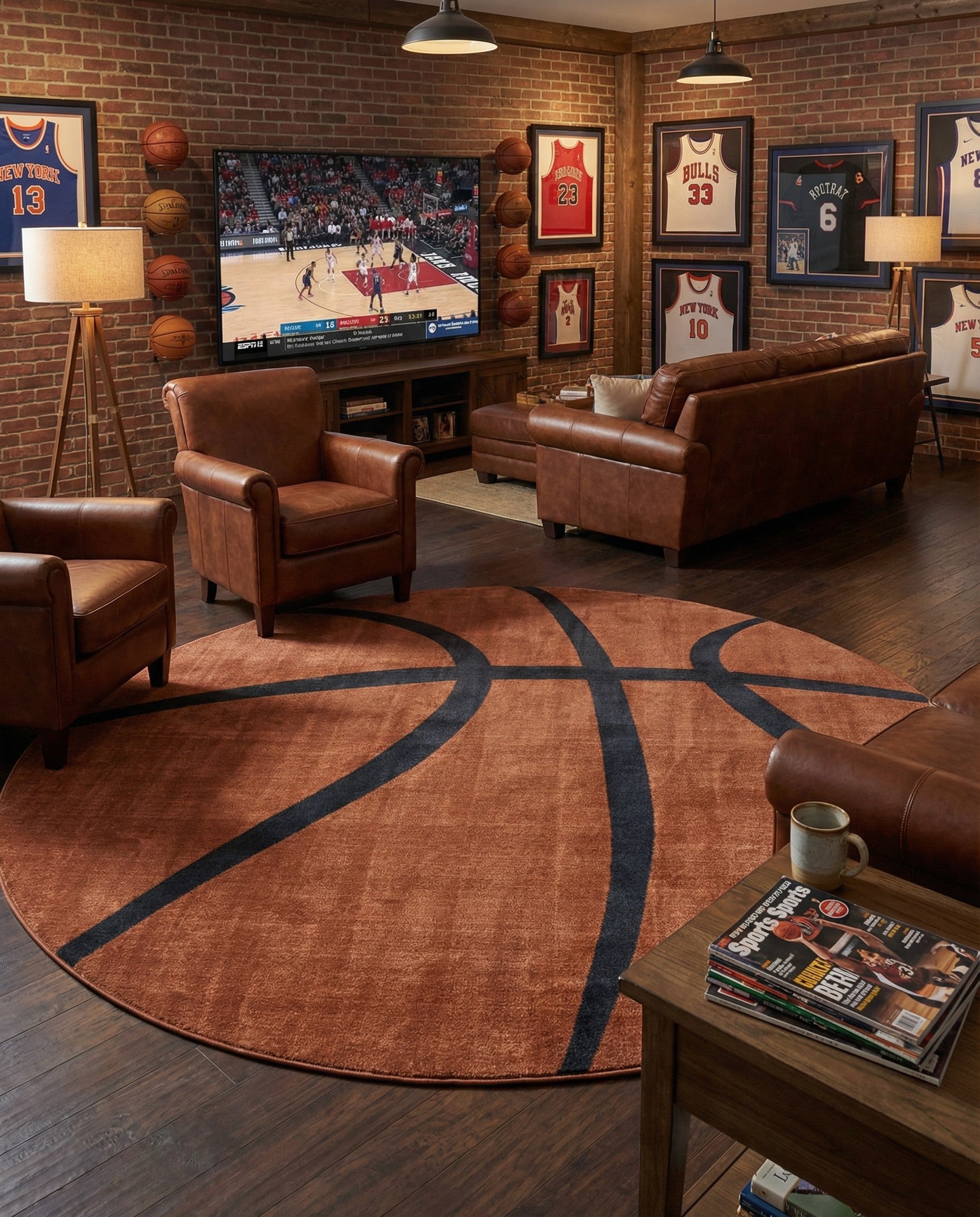 10' x 10' Sports Washable Round Rug