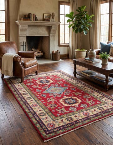 4' x 5' 10 Hand Knotted Kazak Rug