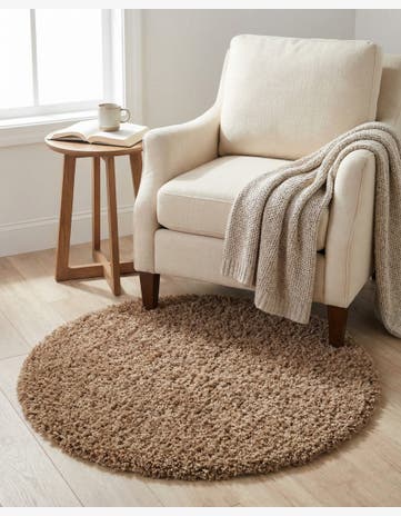 3' x 3' Solid Shag Round Rug