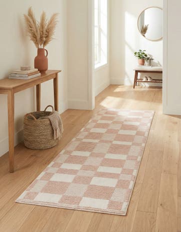 Barely Blush Pink Textura Designer Runner Rug