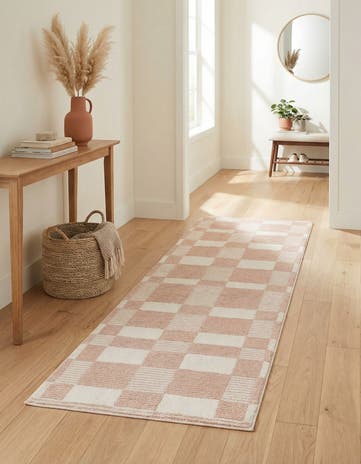 Barely Blush Pink Textura Designer Runner Rug