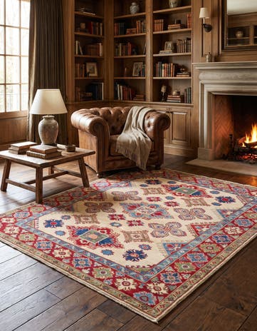 5' 5 x 6' 9 Hand Knotted Kazak Rug