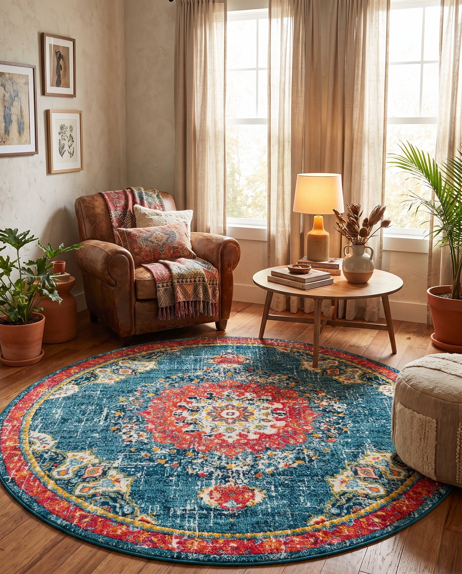 Blue Madeline Round Rug