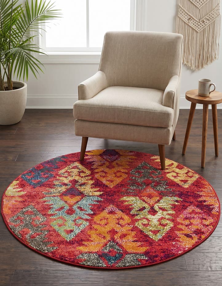 3' 3 x 3' 3 Washable Mesa Round Rug