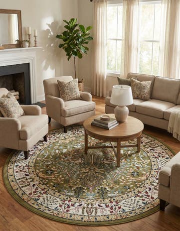 7' 10 x 7' 10 Nain Design Round Rug