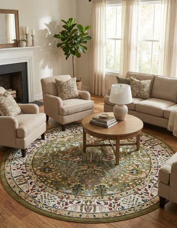 7' 10 x 7' 10 Nain Design Round Rug