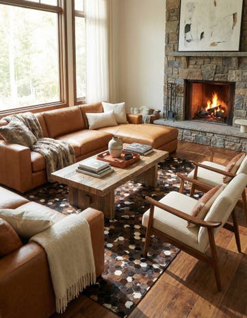 5' x 8' Cowhide Leather Rug