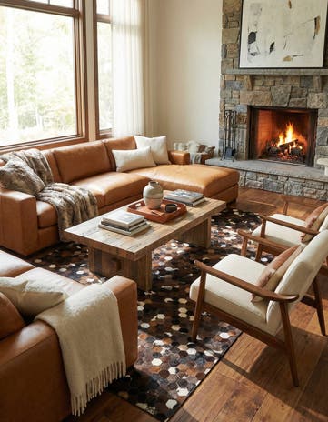 5' x 8' Cowhide Leather Rug