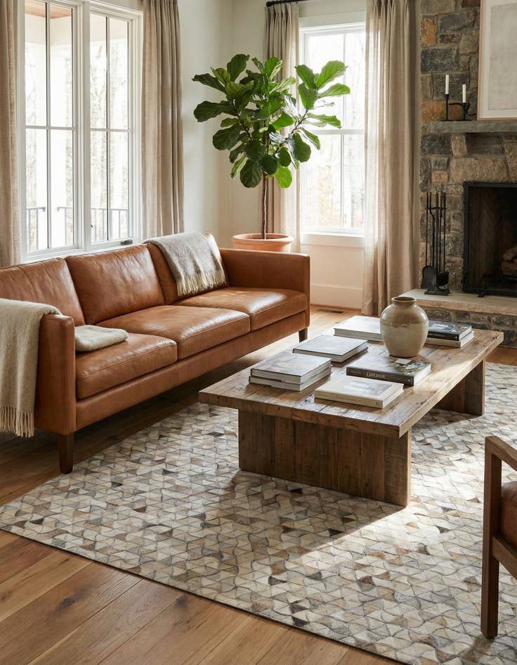 Detail image of 4' 11 x 7' 11 Cowhide - Patchwork Rug