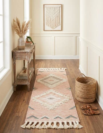 Pink Hand Woven Arizona Wool Runner Rug