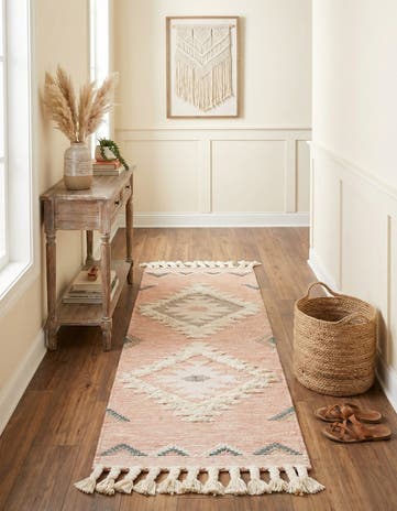 Pink Hand Woven Arizona Wool Runner Rug