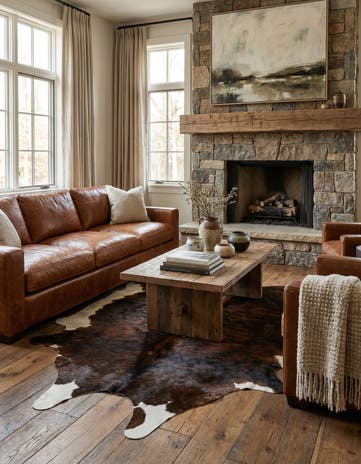 6' 5 x 7' 1 Cowhide Leather Rug