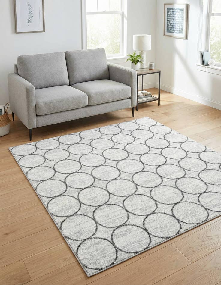 Detail image of  5' 3 x 5' 3 Lattice Trellis Square Rug