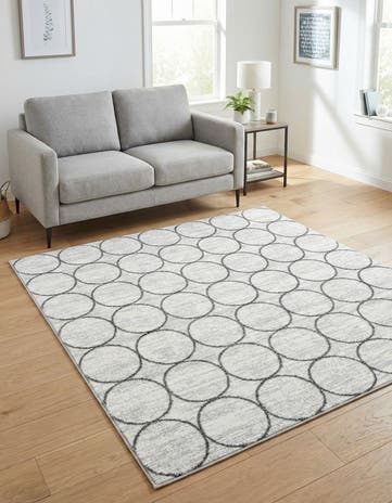 White Lattice Trellis Square Rug