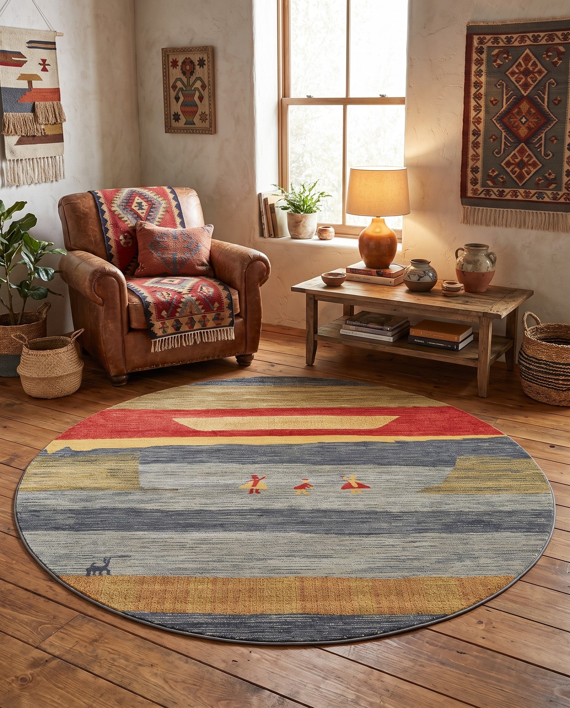 Blue Kashkuli Gabbeh Round Rug