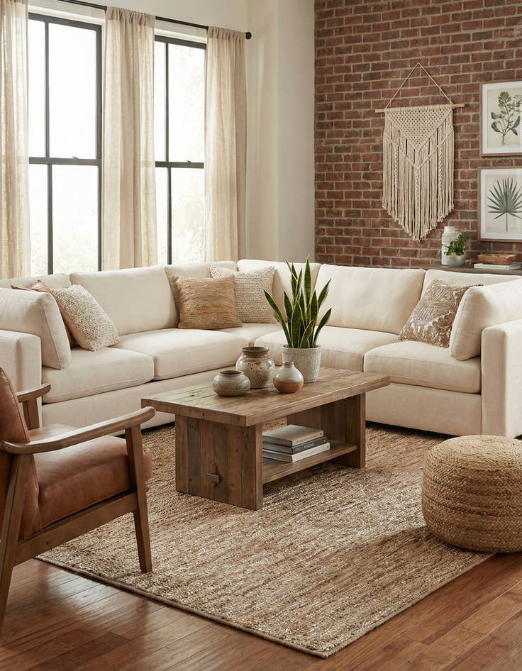 Detail image of 10' x 10' Hand Woven Leather Metallic Jute Square Rug