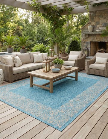 9' x 12' Easy-Clean Border Indoor / Outdoor Rug