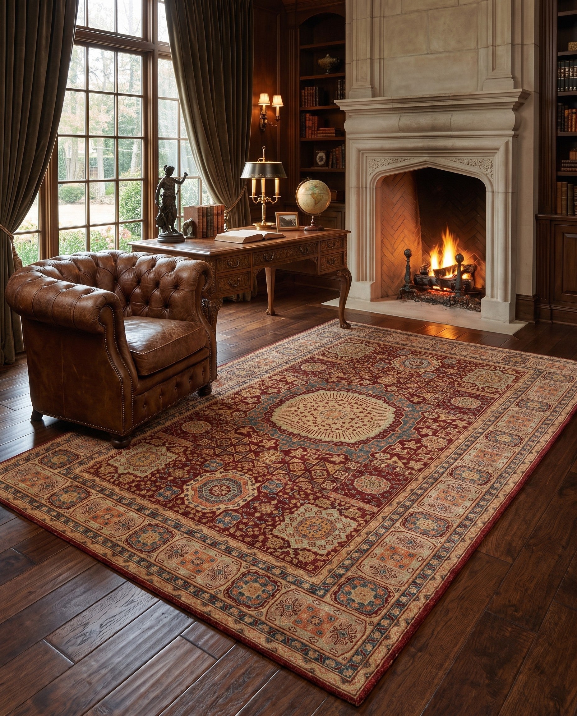 7' 1 x 9' 9 Hand Knotted Mamluk Ziegler Rug