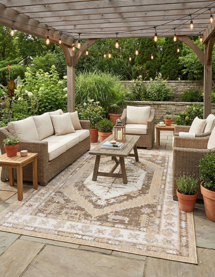 Detail image of 7' 10 x 11' Washable Traditional Indoor / Outdoor Rug