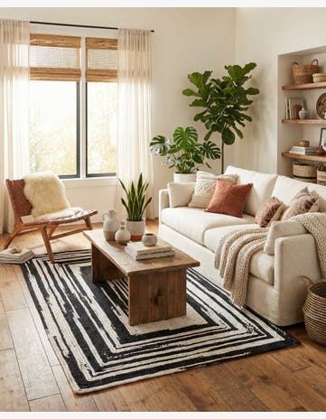 Black and White Handmade Braided Chindi Rug