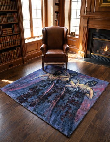 4' 2 x 4' 3 Hand Knotted Ultra Vintage Persian Wool Square Rug