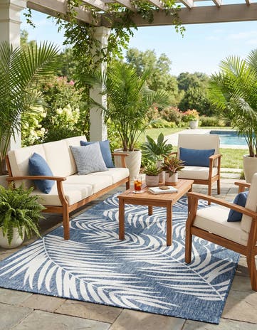 5' 3 x 8' Easy-Clean Botanical Indoor / Outdoor Rug