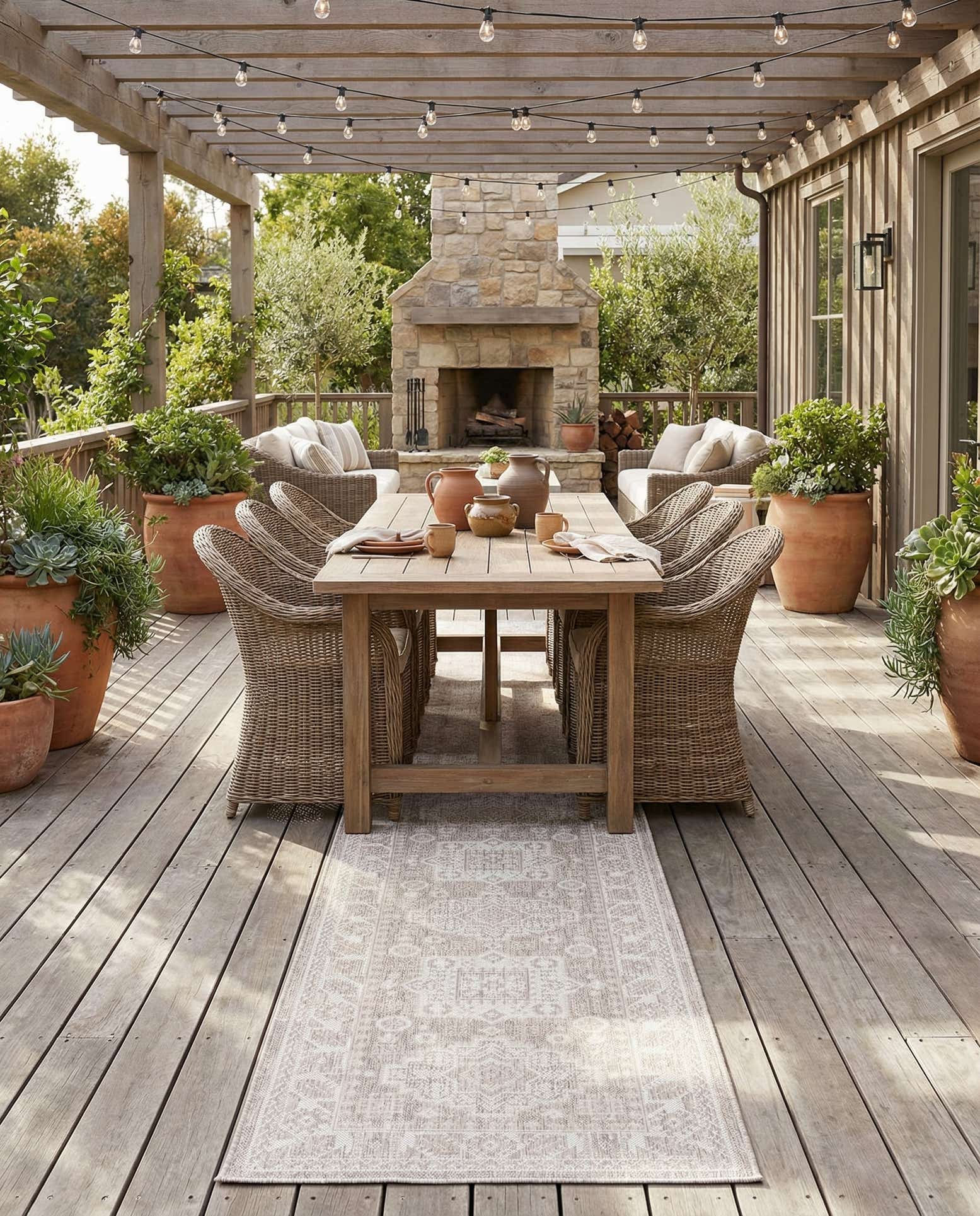 2' 7 x 12' Easy-Clean Aztec Indoor / Outdoor Runner Rug