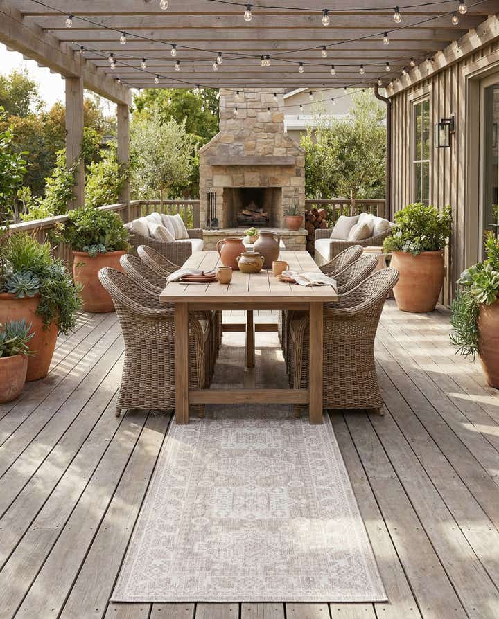 2' 7 x 12' Easy-Clean Aztec Indoor / Outdoor Runner Rug