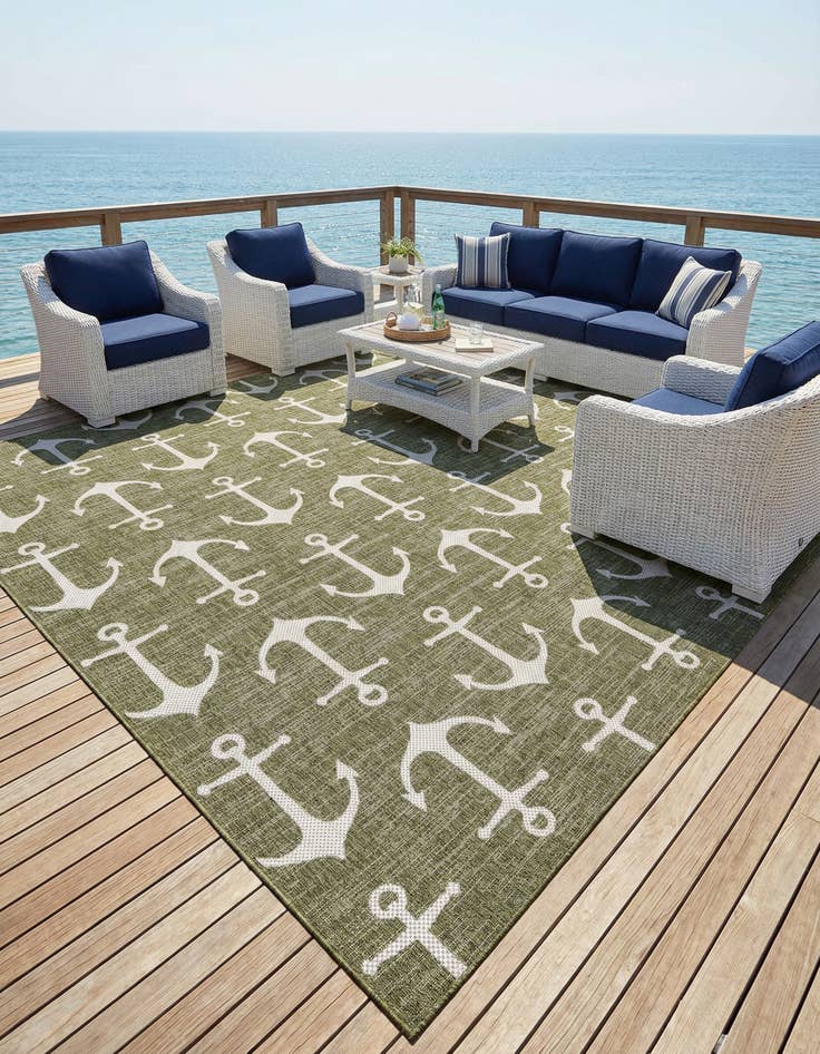 Detail image of 10' x 10'  Washable Coastal Indoor / Outdoor Square Rug