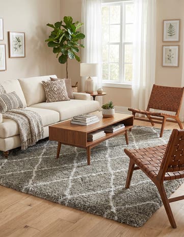 Gray Moroccan Shag Square Rug