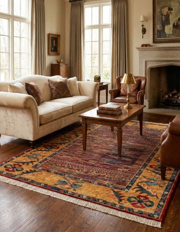 4' 11 x 6' 1 Hand Knotted Ziegler Wool Rug