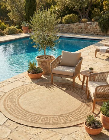 6' x 6' Easy-Clean Border Indoor / Outdoor Round Rug