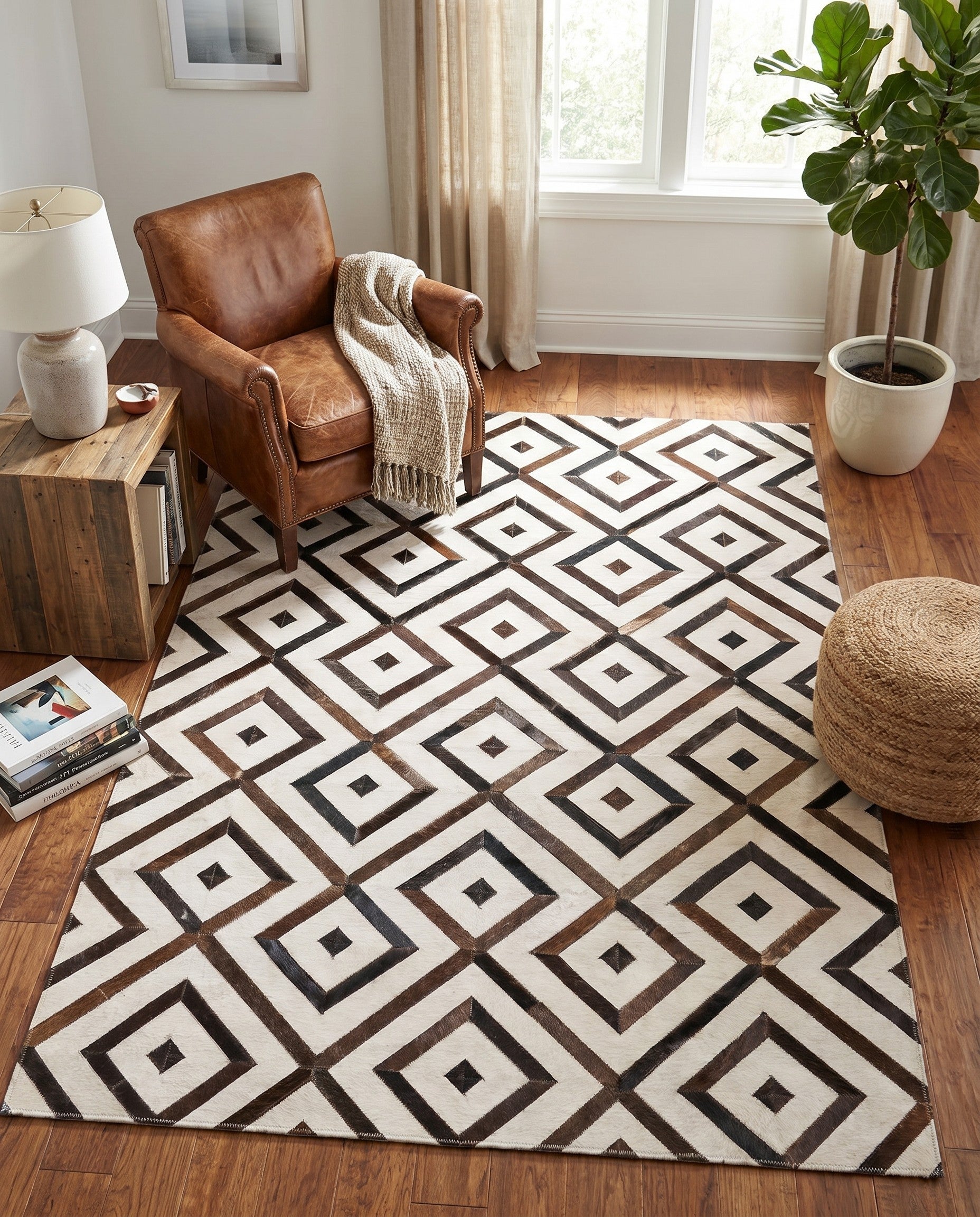 4' x 5' 5 Cowhide Leather Rug