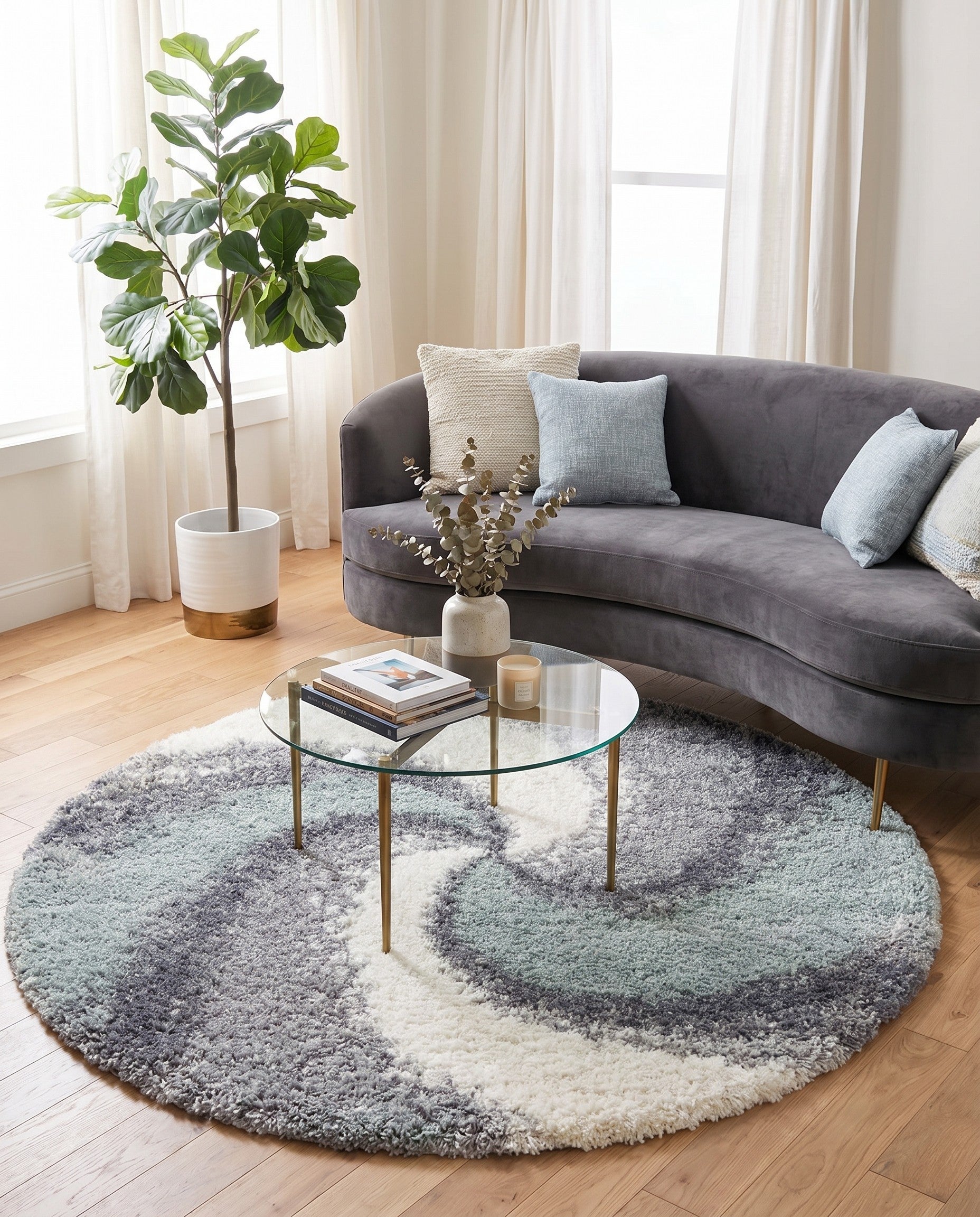 5' 3 x 5' 3 Soft Touch Shag Round Rug