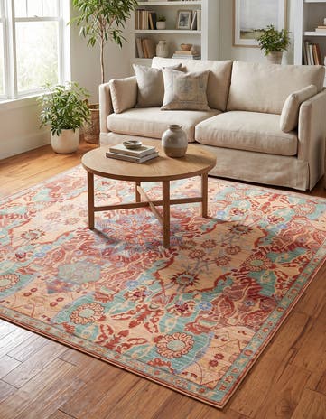 Peach Alexis Square Rug