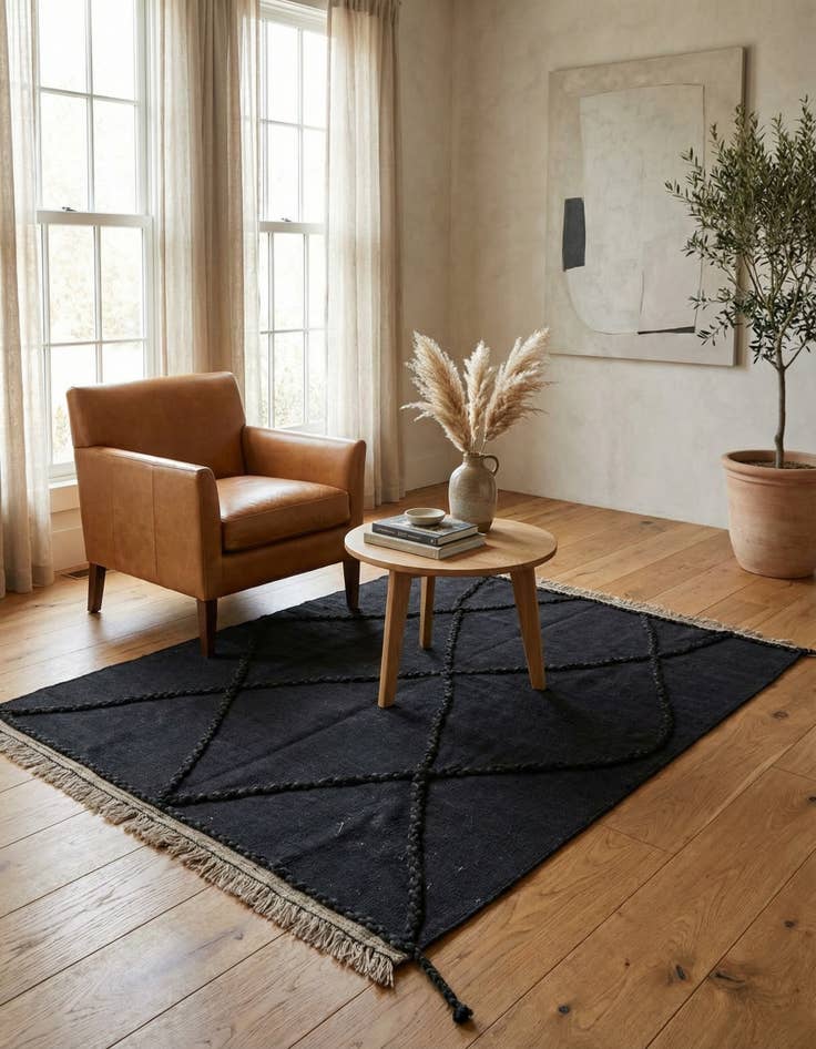 Detail image of 3' 7 x 5' 3 Hand Woven Kilim Modern Wool Rug