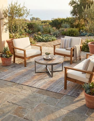 6' 1 x 9' Easy-Clean Eco Plaid Washable Indoor / Outdoor Rug