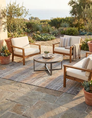 6' 1 x 9' Easy-Clean Eco Plaid Washable Indoor / Outdoor Rug